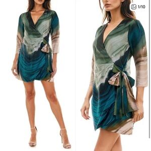 Socialite XS Satin Wrap Mini Dress